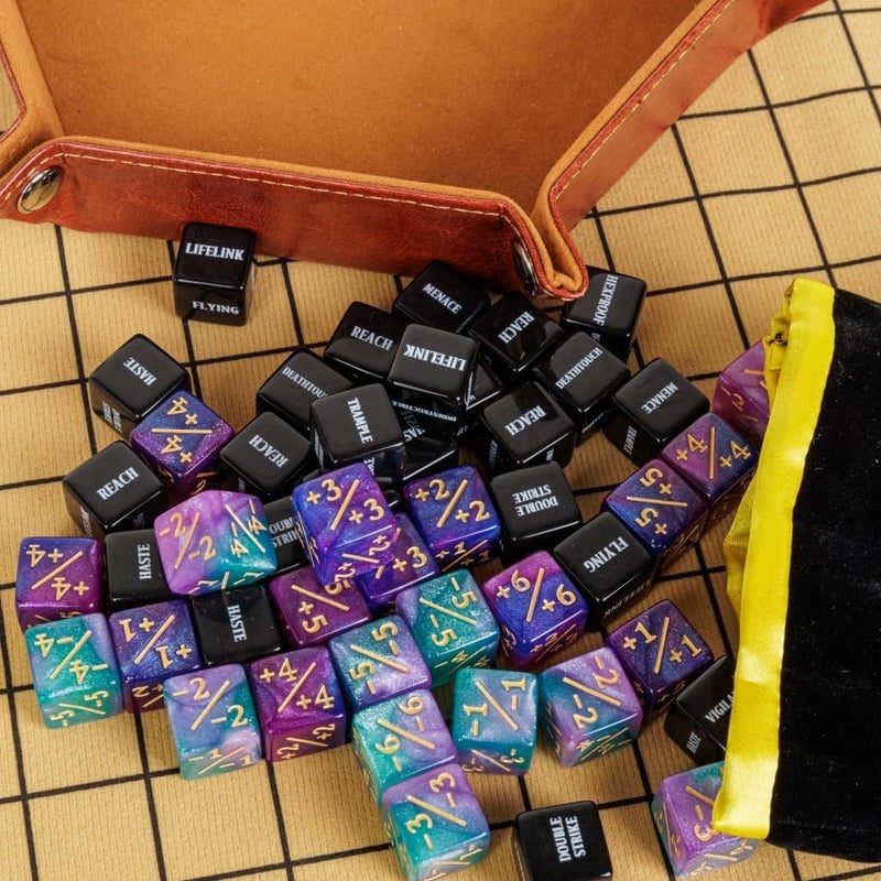 PUGED 48 PCS MTG Counter Token Dice Abilities Keyword Counters Bulk Creature Stats Buff Magic The Gathering Tokens Dice Set with Bag TCG Card Games Accessories (MTG) - Image 5